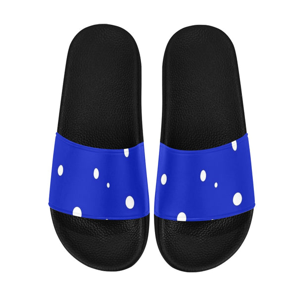 Royal Blue and White slides Women's Slide Sandals (Model 057)