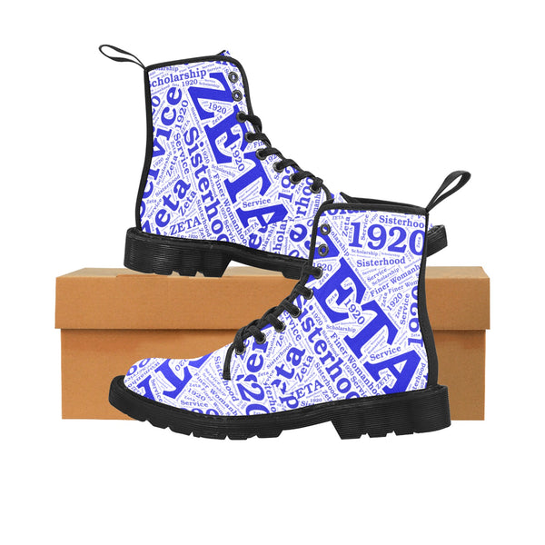 Zeta Phi Beta Boots Martin Boots for Women (Black) (Model 1203H)